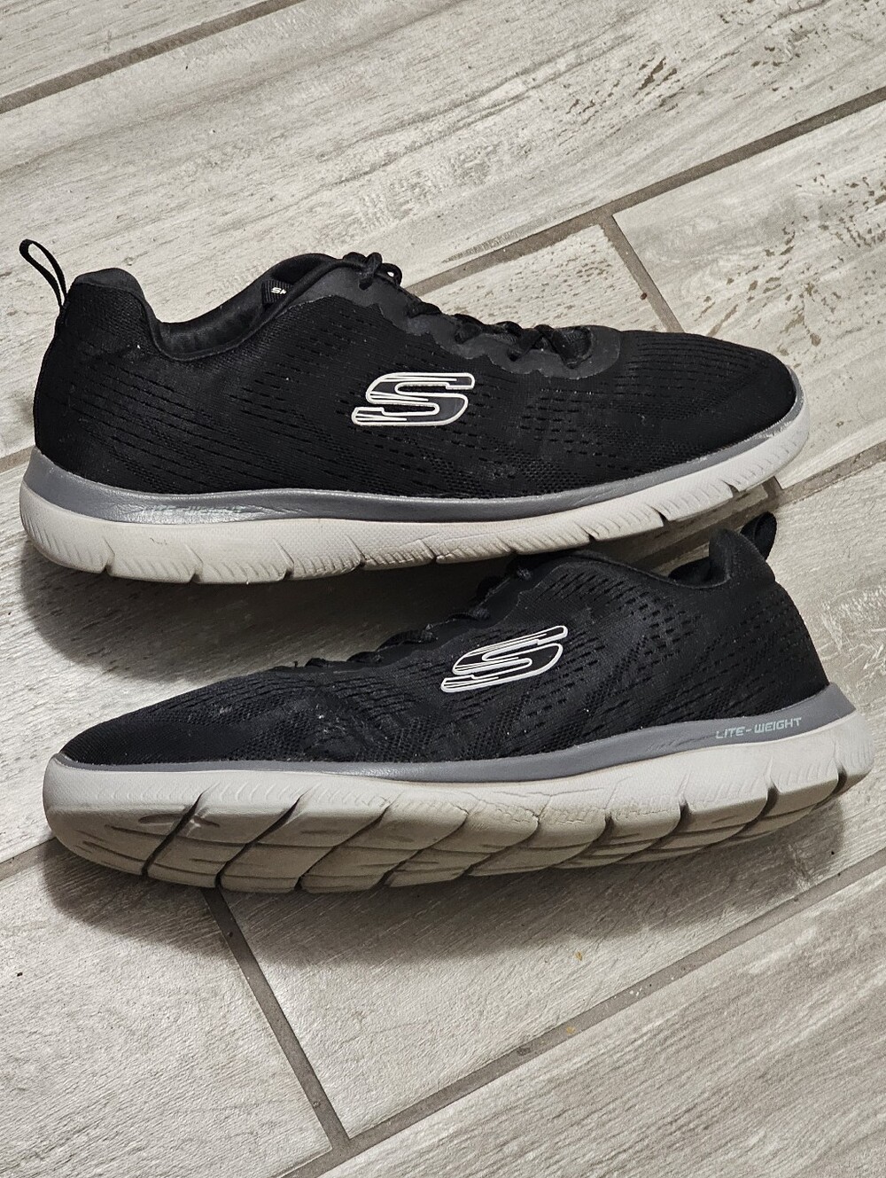 Skechers Mens Shoes Sneakers  Memory Foam Lace-Up Comfort Logo,Black, Sz 12